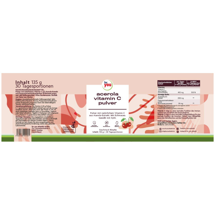 Vitamin C Pulver - Acerola Pulver von for you
