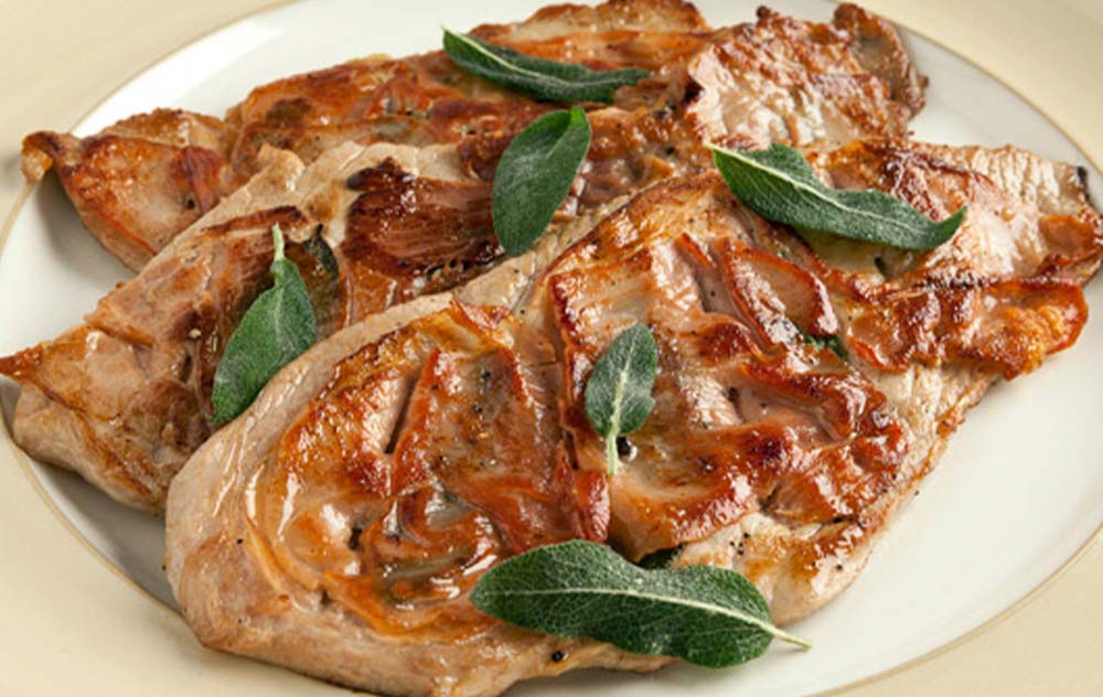 Saltimbocca mit Petersiliensoße und Mandelbohnen