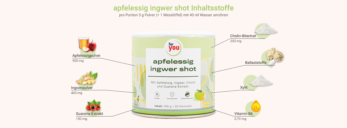 Apfelessig Ingwer Shot Pulver Ingwer Shot Pulver