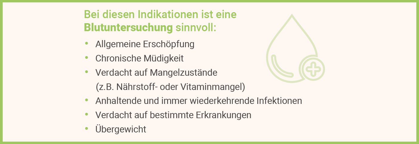 Bei diesen Indikationen ist ein Blutwerte Check sinnvoll Infografik: Bei diesen Indikationen einen Blutwerte Check machen