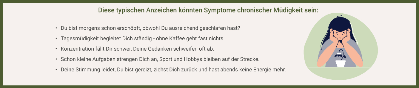 Infografik: Ursachen und Anzeichen von chronischer Müdigkeit
