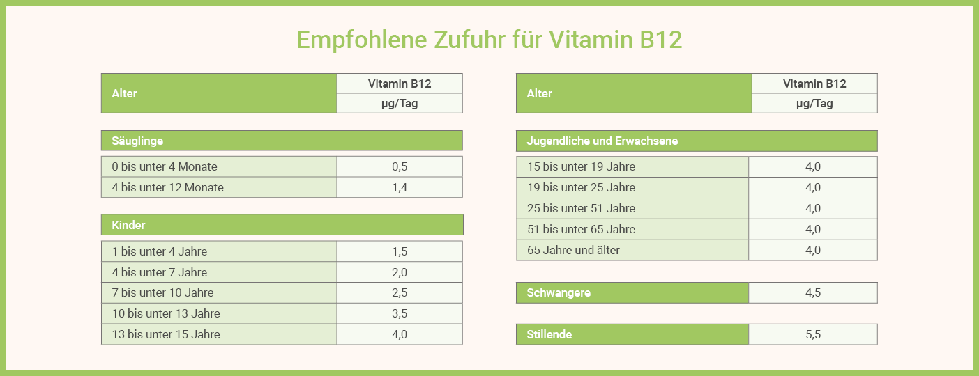 Vitamin B12 Tagesbedarf – empfohlene Zufuhr