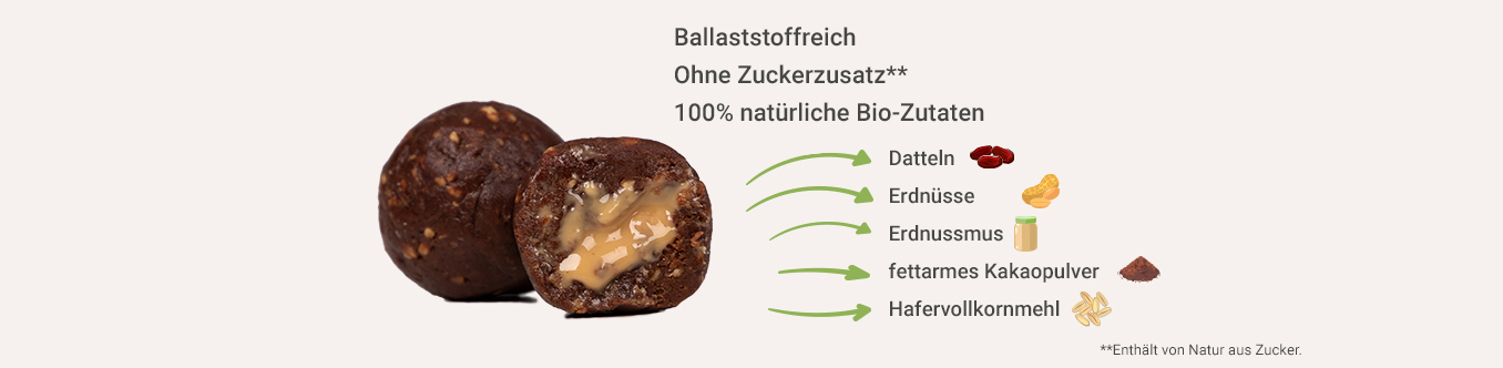 bliss balls erdnuss kakao - Eigenschaften Infografik: energy balls erdnuss kakao - Eigenschaften