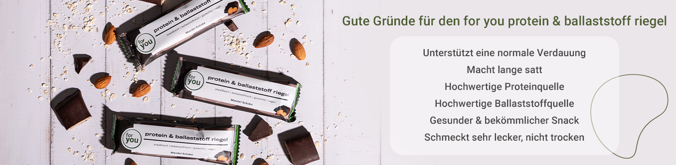 Gute Gründe für den for you Ballaststoff- und Proteinriegel als Infografik