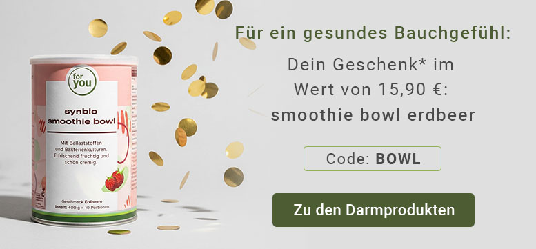 Schaubild zeigt die gratis for you smoothie bowl im Rahmen des for you Jubiläums