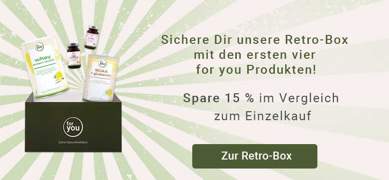 Schaubild zeigt eine for you retro box im Rahmen des for you Jubiläums