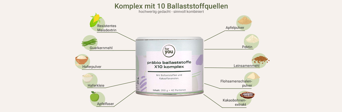 Komplex mit 10 Ballaststoffquellen als Infografik