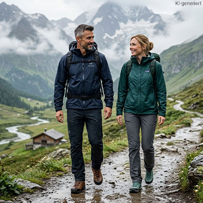 Schaubild zeigt Paar beim Wandern in den Bergen