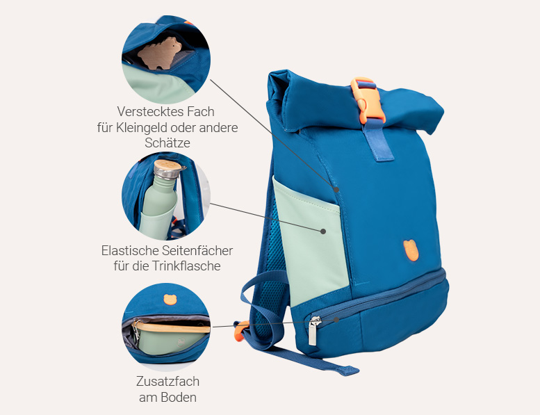 nachhaltiger Rolltop Rucksack für Kinder